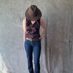 Ann Taylor EST 1954 sleeveless ruffled blouse, 0